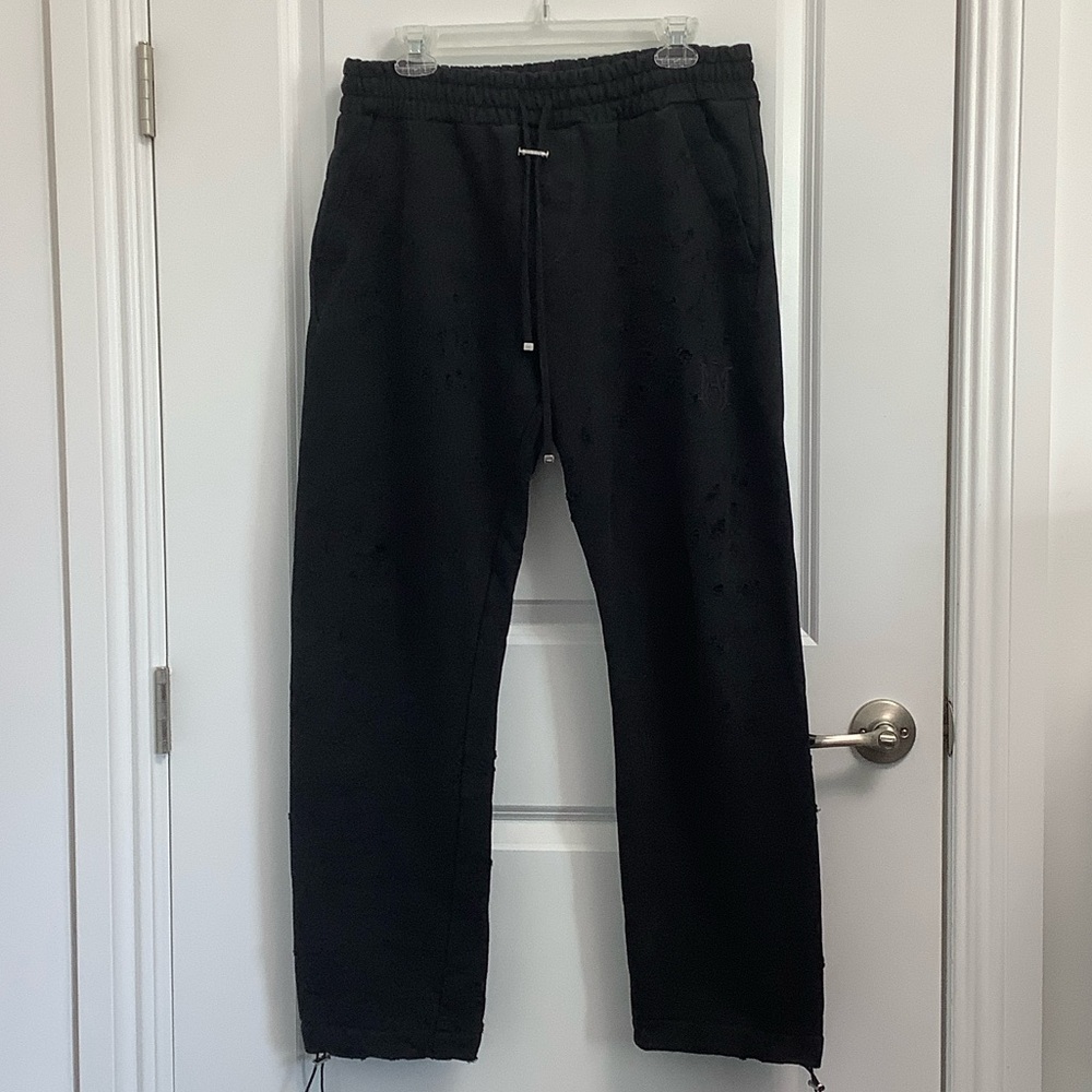 AMIRI Black Distressed finish straight-legged Jogging Sweatpants for Men, Size M